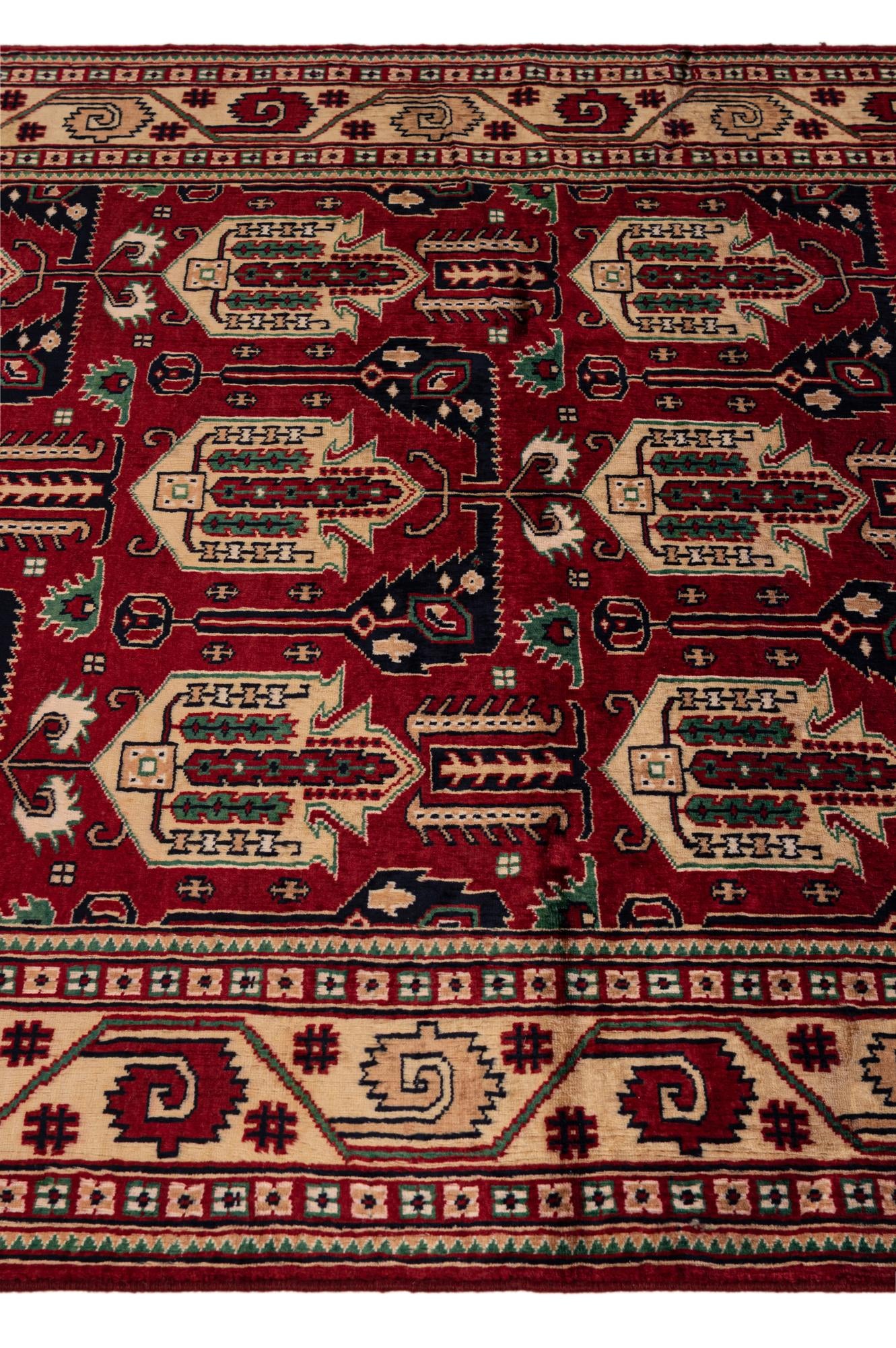 4' 1 x 7' 1 Hand Knotted Kazak Oriental Wool Rug