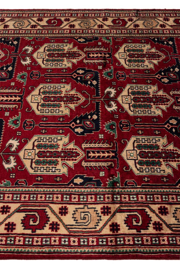 Detail image of 4' 1 x 7' 1 Hand Knotted Kazak Oriental Wool Rug