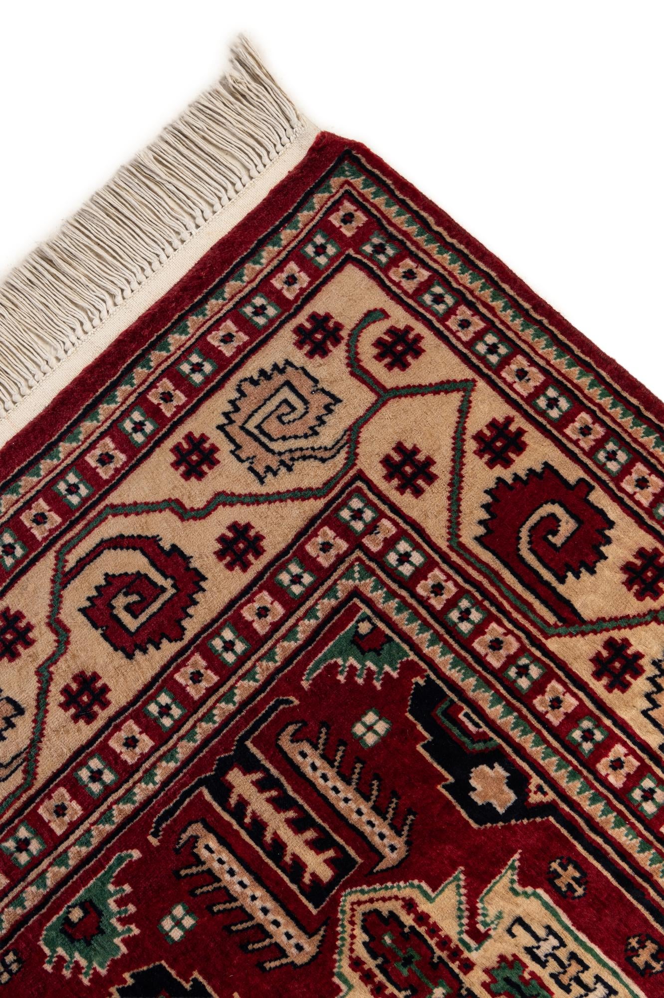 4' 1 x 7' 1 Hand Knotted Kazak Oriental Wool Rug