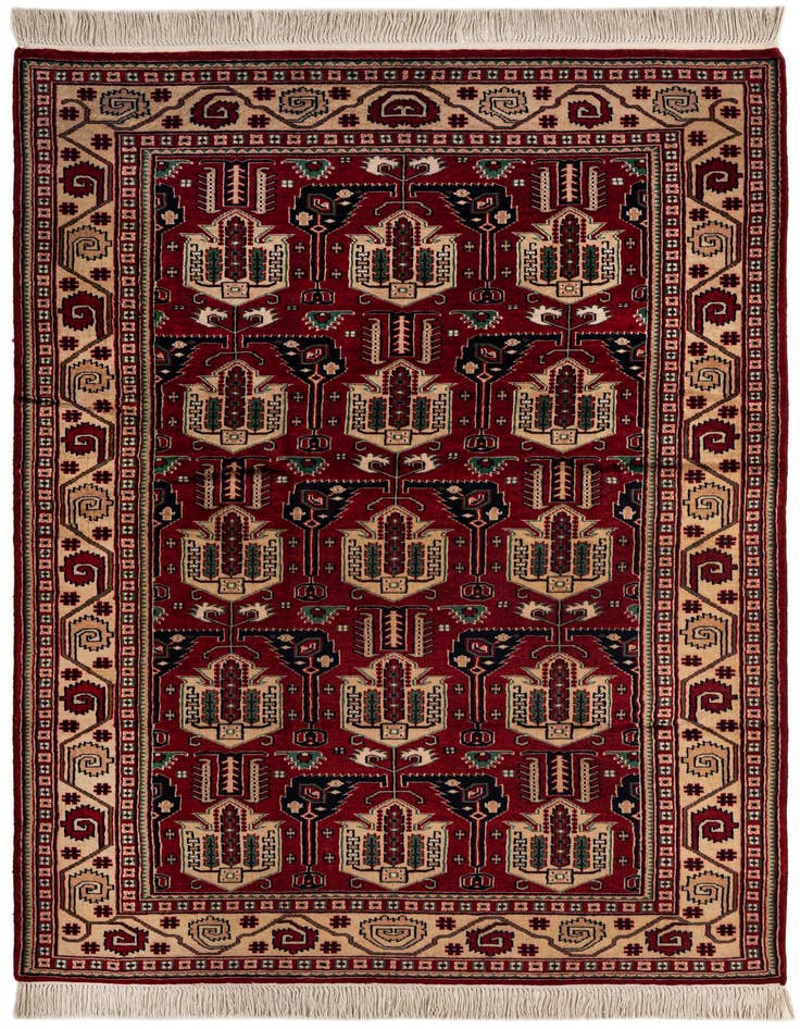 Detail image of 4' 1 x 7' 1 Hand Knotted Kazak Oriental Wool Rug