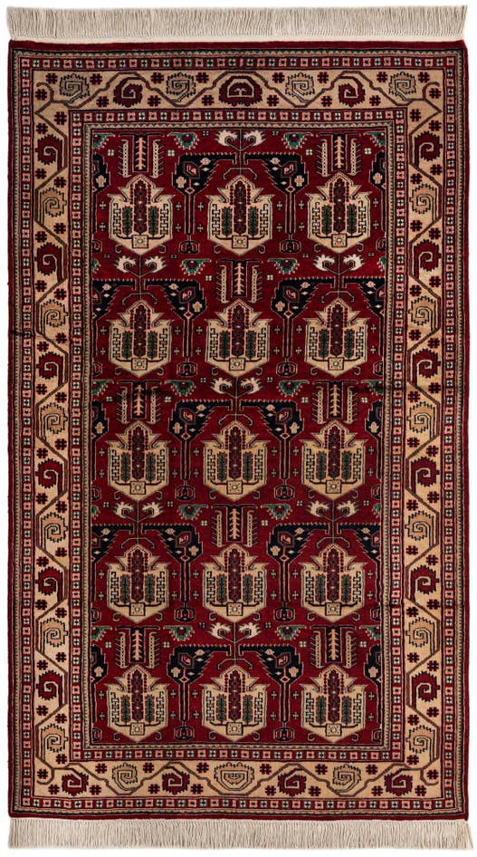 Detail image of 4' 1 x 7' 1 Hand Knotted Kazak Oriental Wool Rug