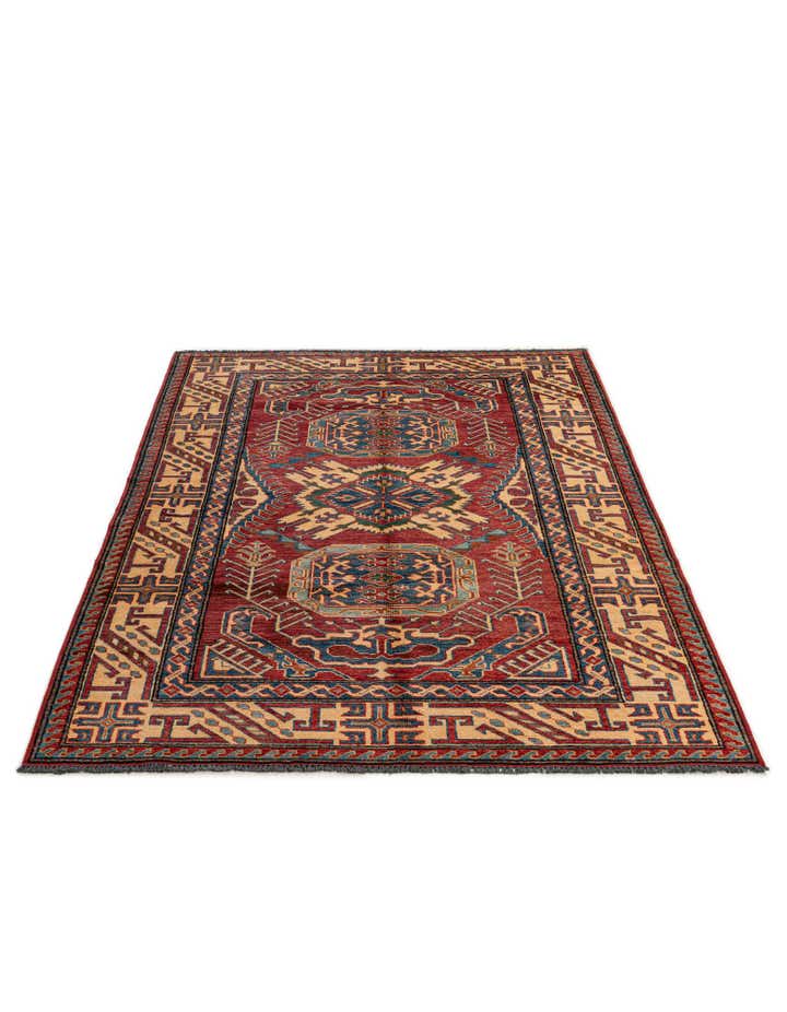4' 9 x 7' 2 Hand Knotted Kazak Wool Rug