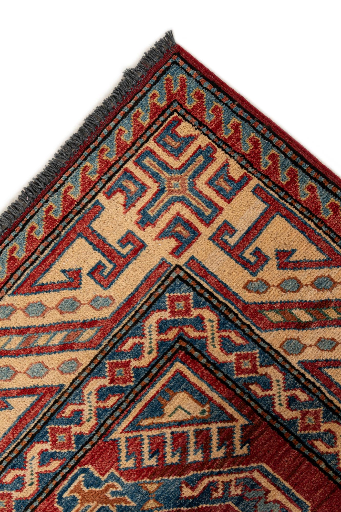 4' 9 x 7' 2 Hand Knotted Kazak Wool Rug
