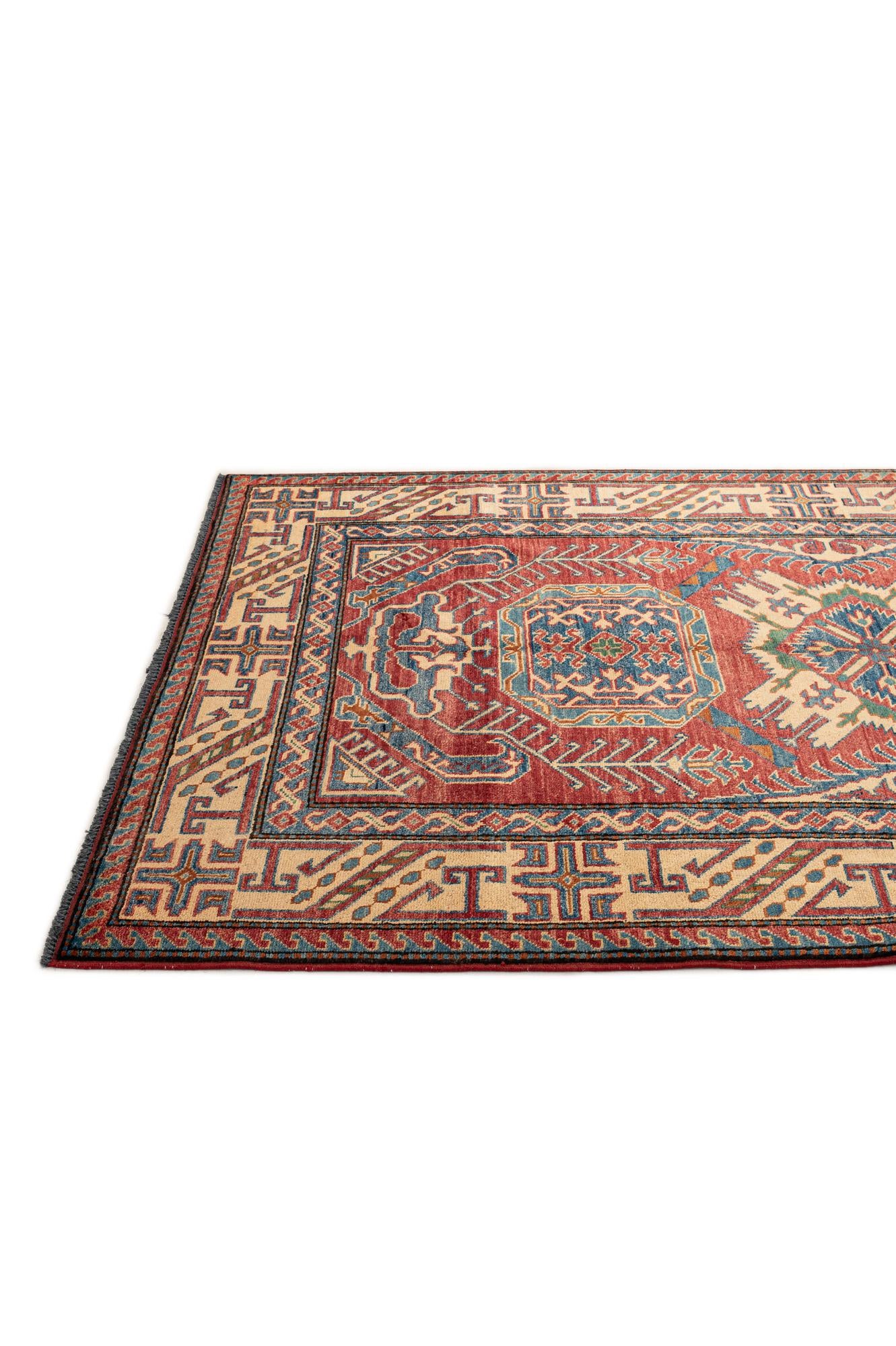 4' 9 x 7' 2 Hand Knotted Kazak Wool Rug