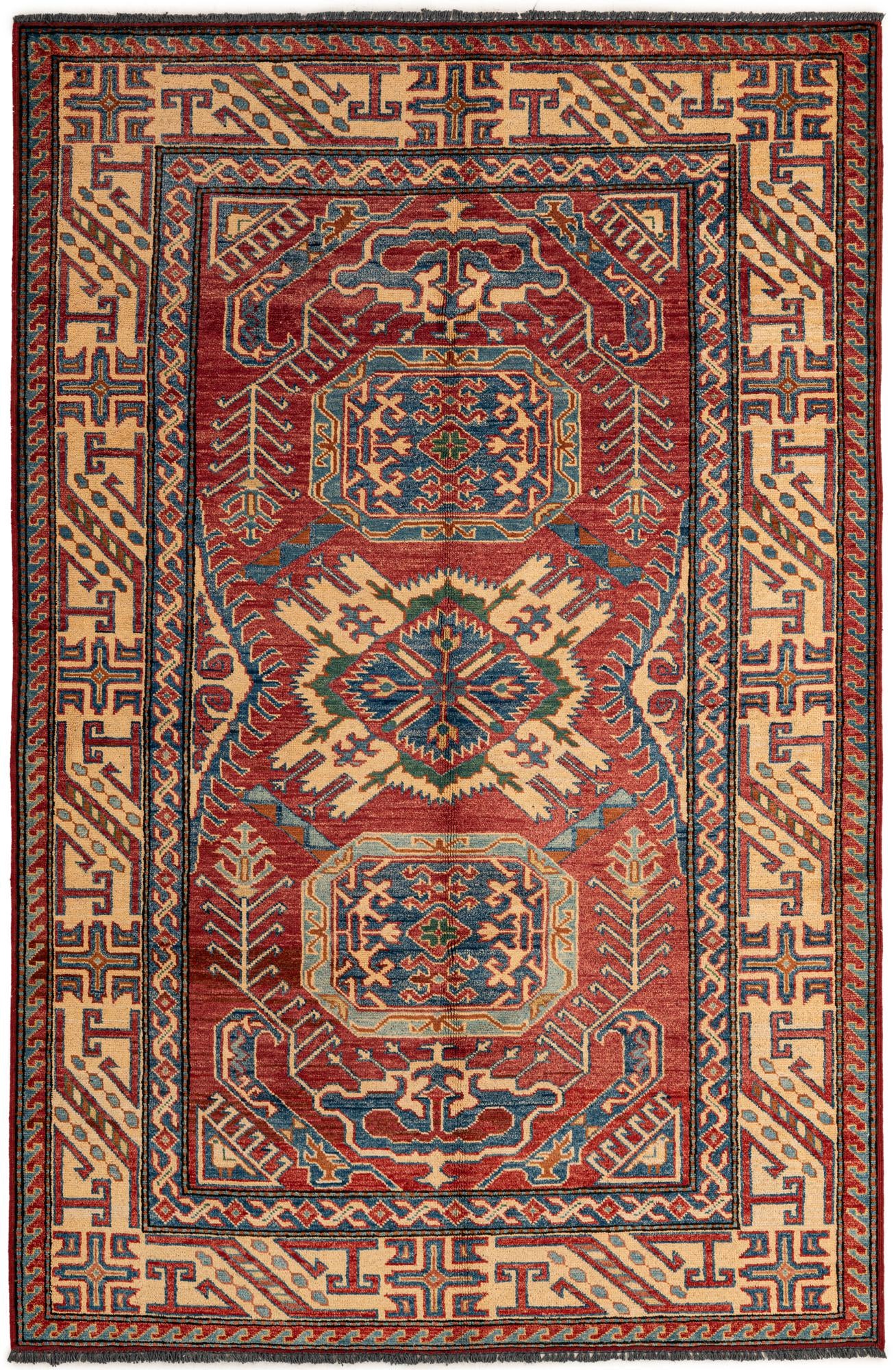 4' 9 x 7' 2 Hand Knotted Kazak Wool Rug