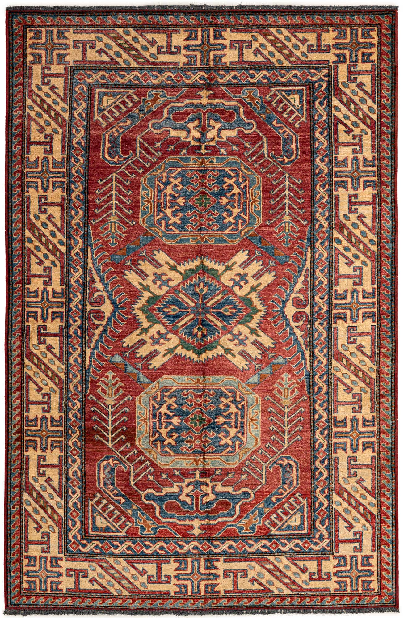 4' 9 x 7' 2 Hand Knotted Kazak Wool Rug