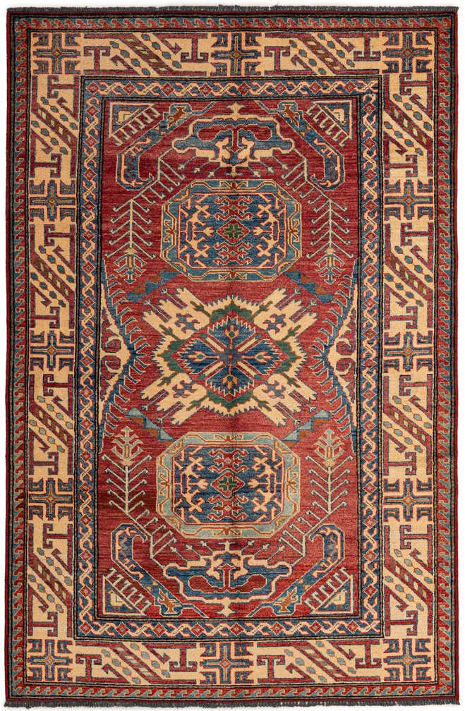 4' 9 x 7' 2 Hand Knotted Kazak Wool Rug