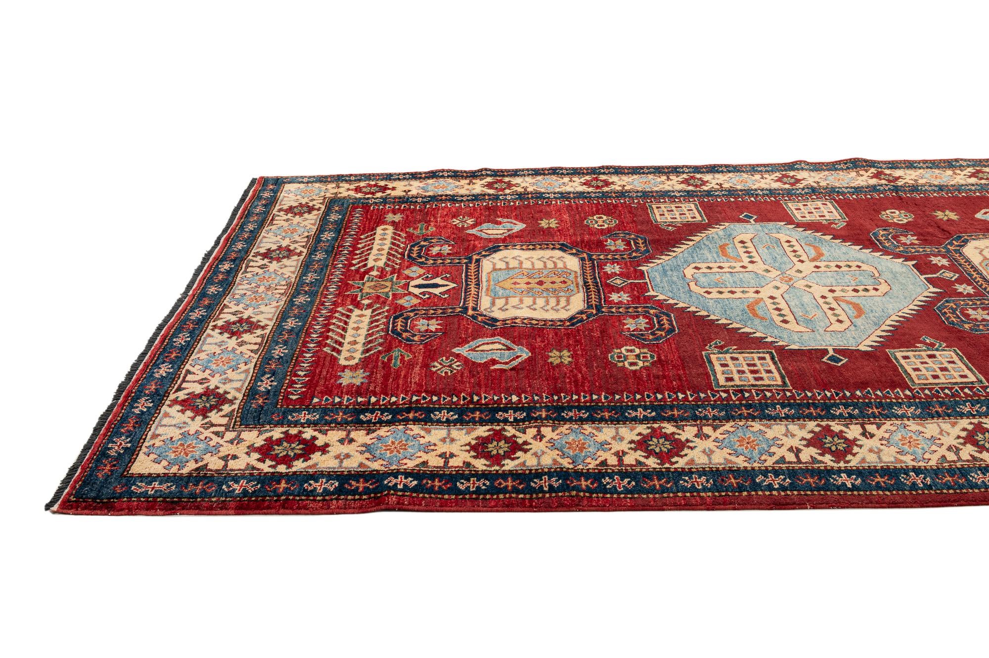5' 11 x 8' 8 Hand Knotted Kazak Wool Rug