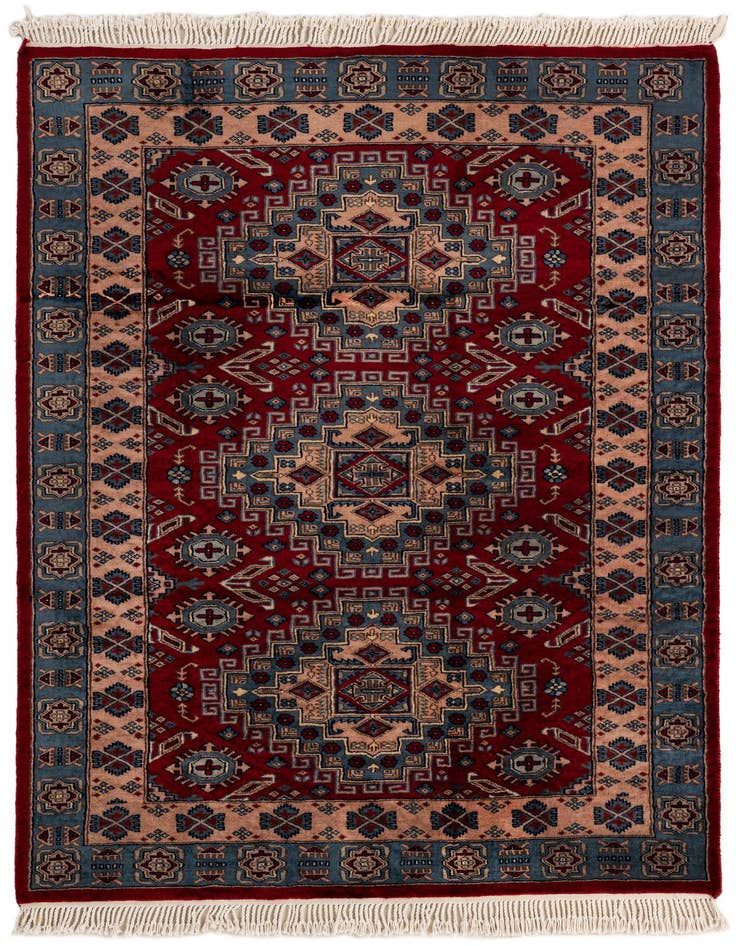 Detail image of 4' 2 x 5' 8 Hand Knotted Kazak Oriental Wool Rug