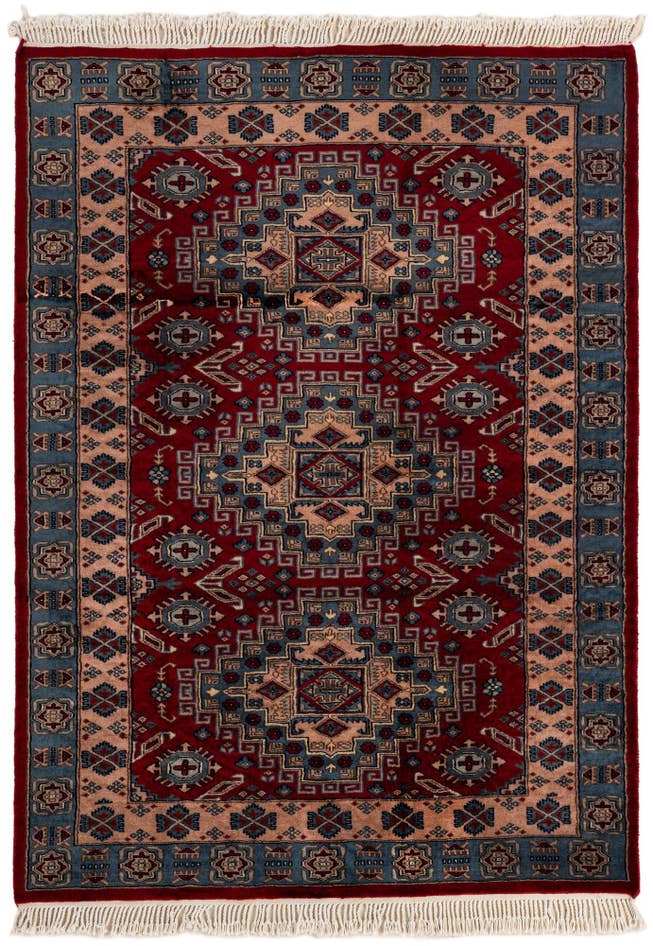 Detail image of 4' 2 x 5' 8 Hand Knotted Kazak Oriental Wool Rug