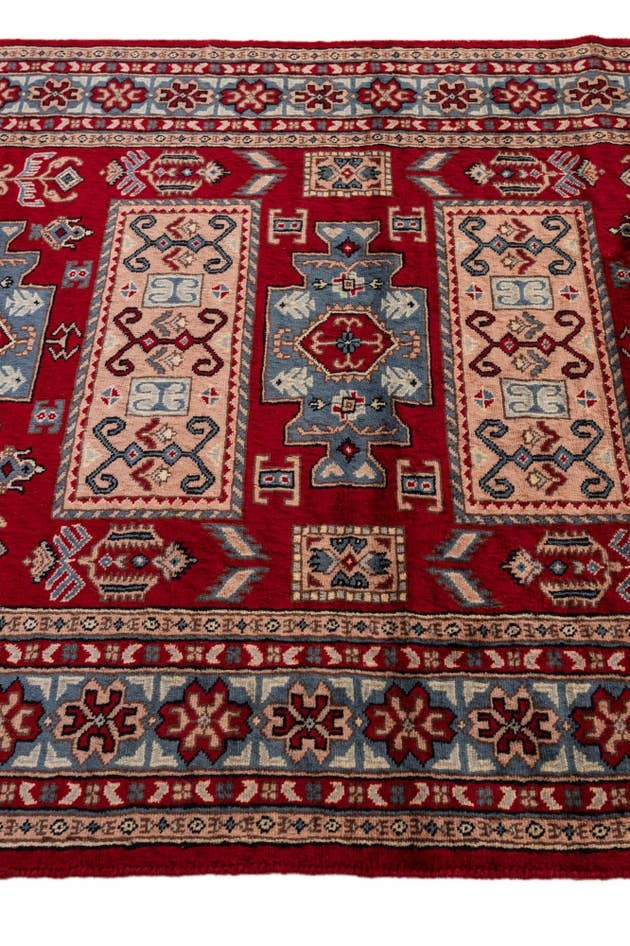Detail image of 4' 1 x 6' 4 Hand Knotted Kazak Oriental Wool Rug