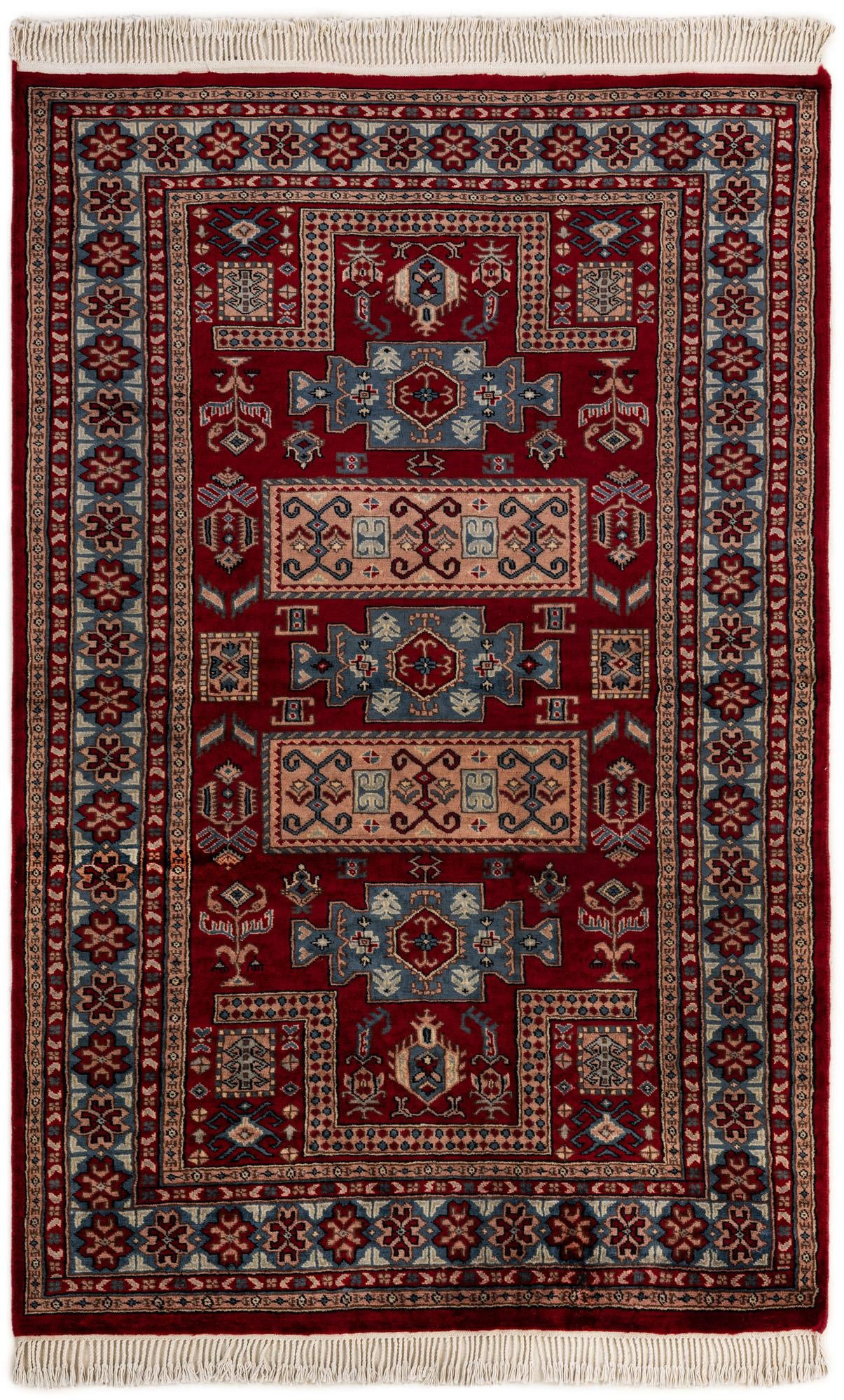 4' 1 x 6' 4  Hand Knotted Kazak Oriental Wool Rug