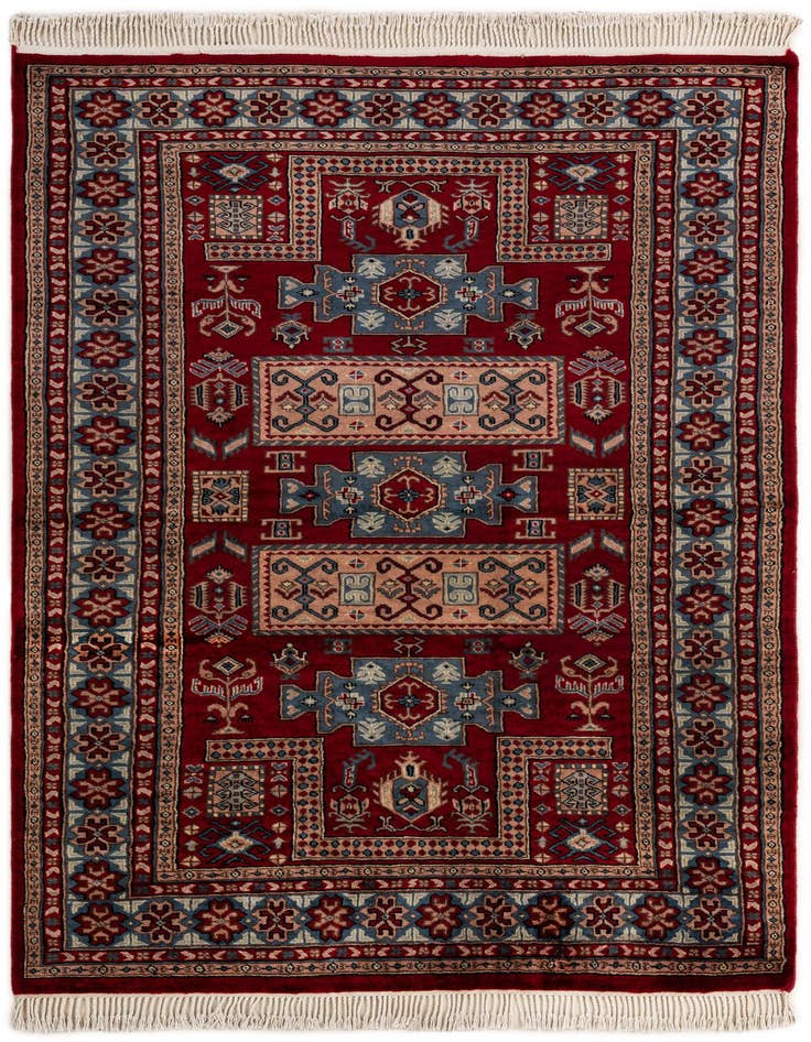 Detail image of 4' 1 x 6' 4 Hand Knotted Kazak Oriental Wool Rug