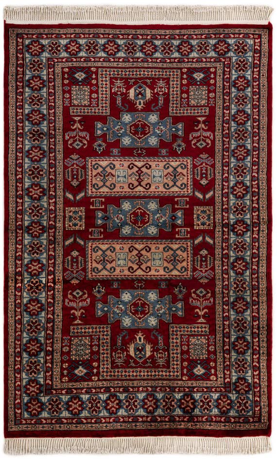 Detail image of 4' 1 x 6' 4 Hand Knotted Kazak Oriental Wool Rug
