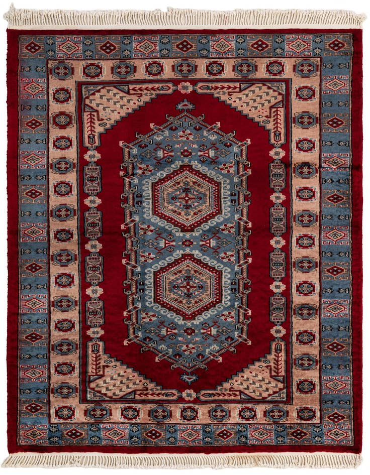 Detail image of 4' 2 x 5' 10 Hand Knotted Kazak Oriental Wool Rug
