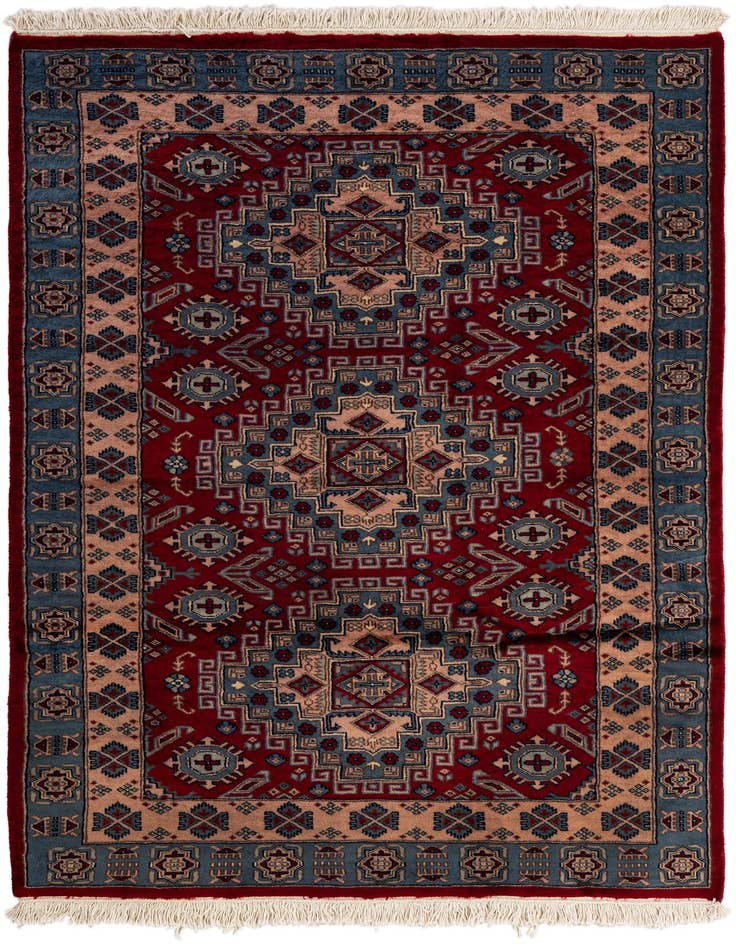 Detail image of 4' 1 x 5' 11 Hand Knotted Kazak Oriental Wool Rug