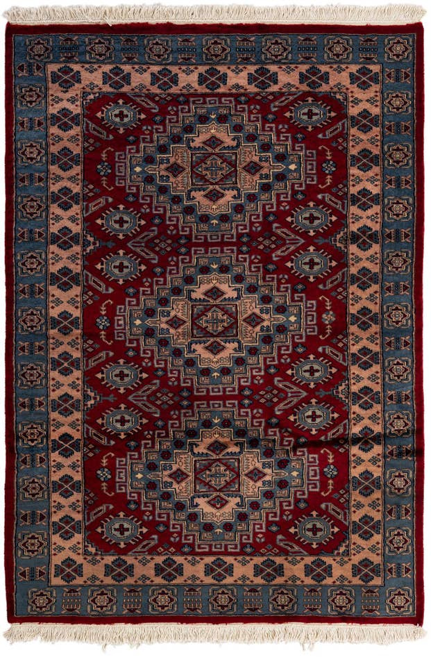 Detail image of 4' 1 x 5' 11 Hand Knotted Kazak Oriental Wool Rug