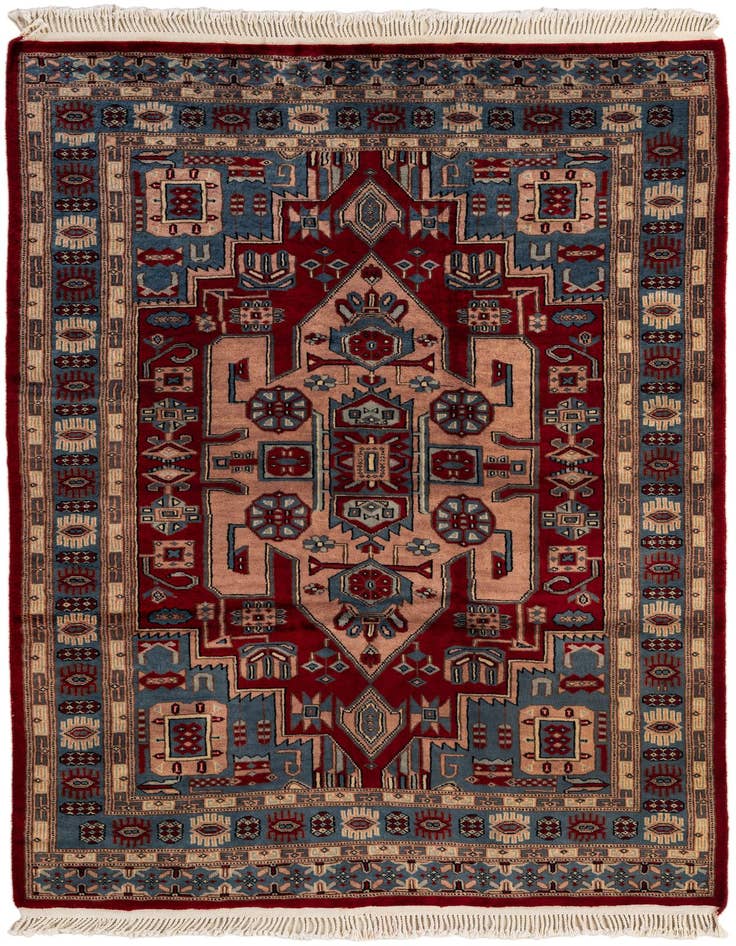 Detail image of 4' 1 x 6' Hand Knotted Kazak Oriental Wool Rug