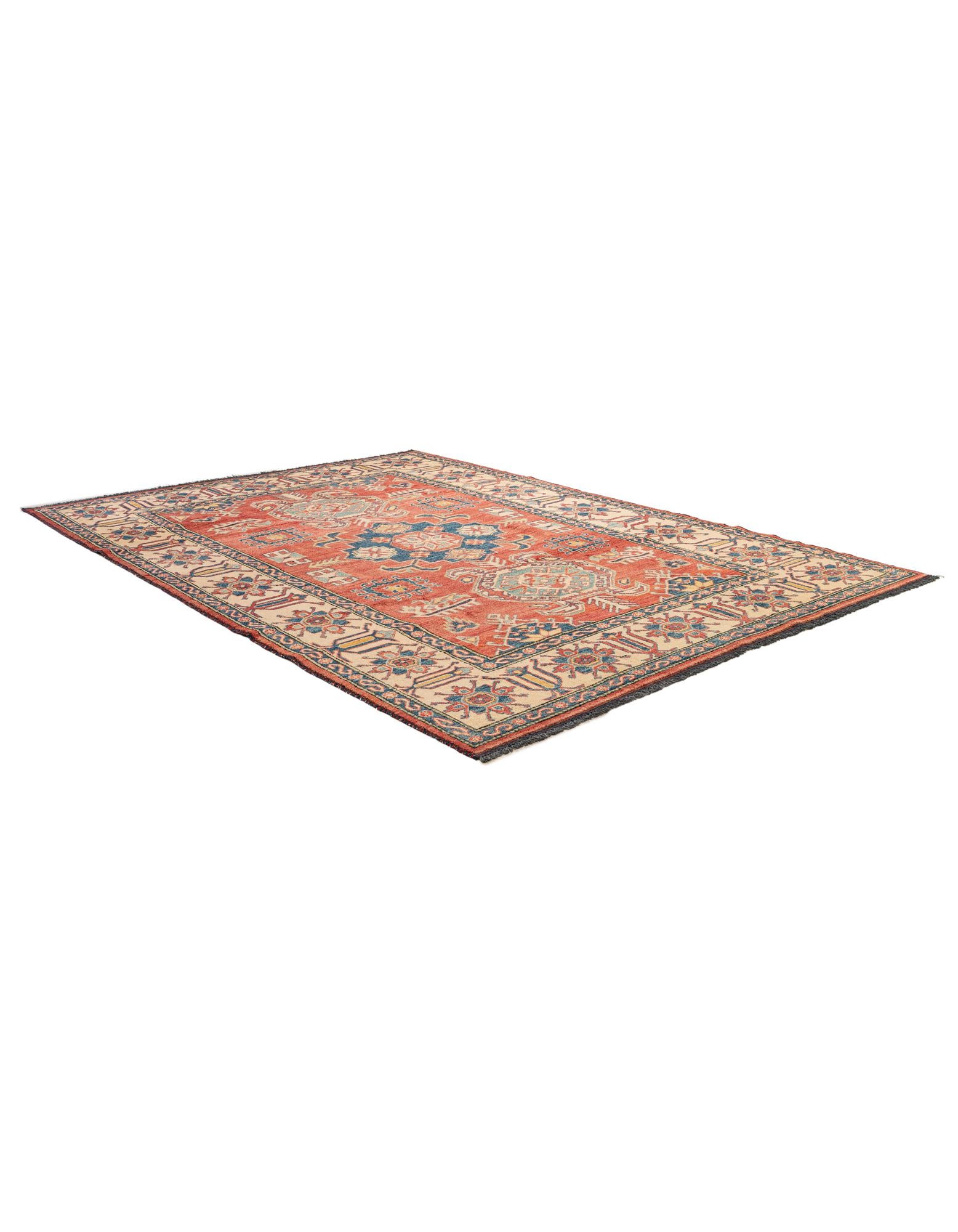 6' 3 x 8' 7 Hand Knotted Kazak Wool Rug