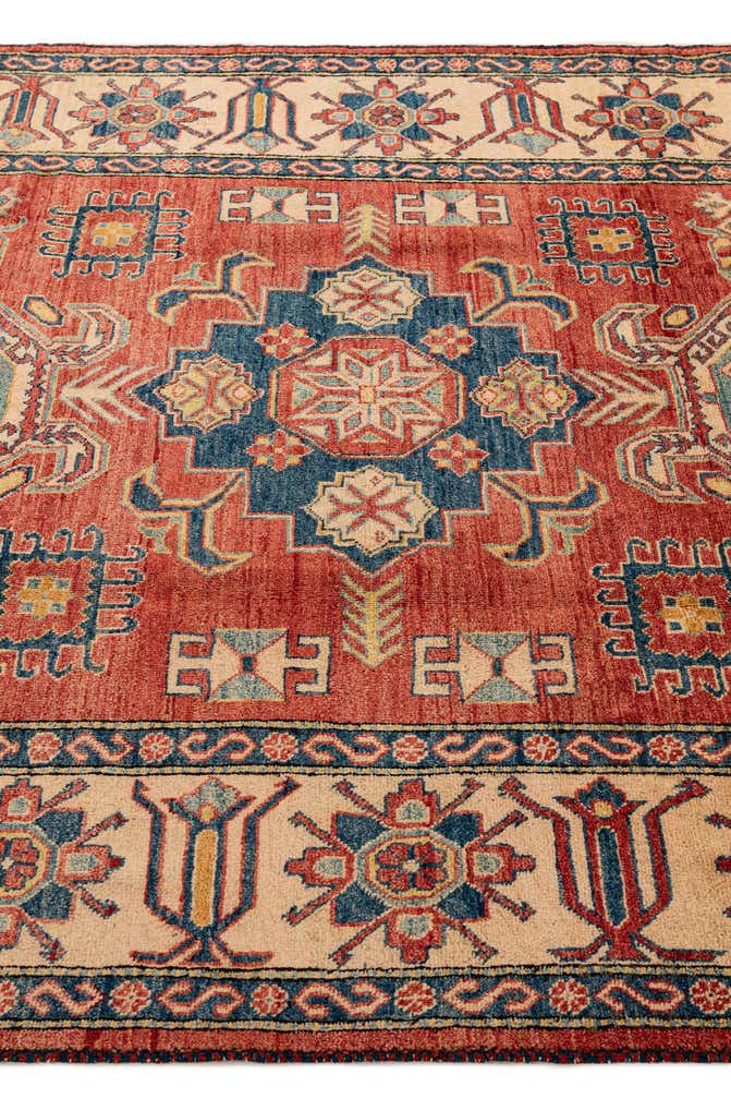 6' 3 x 8' 7 Hand Knotted Kazak Wool Rug