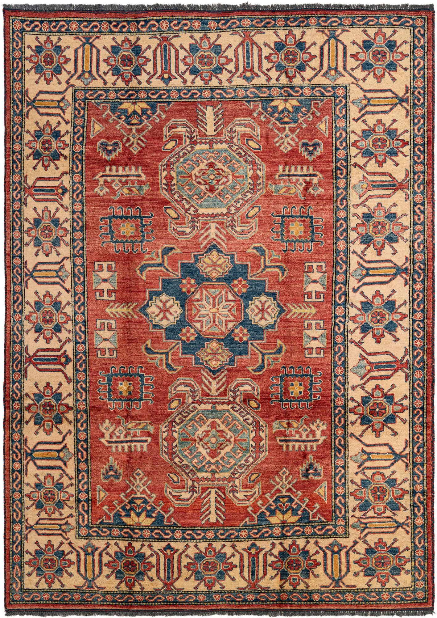 6' 3 x 8' 7 Hand Knotted Kazak Wool Rug