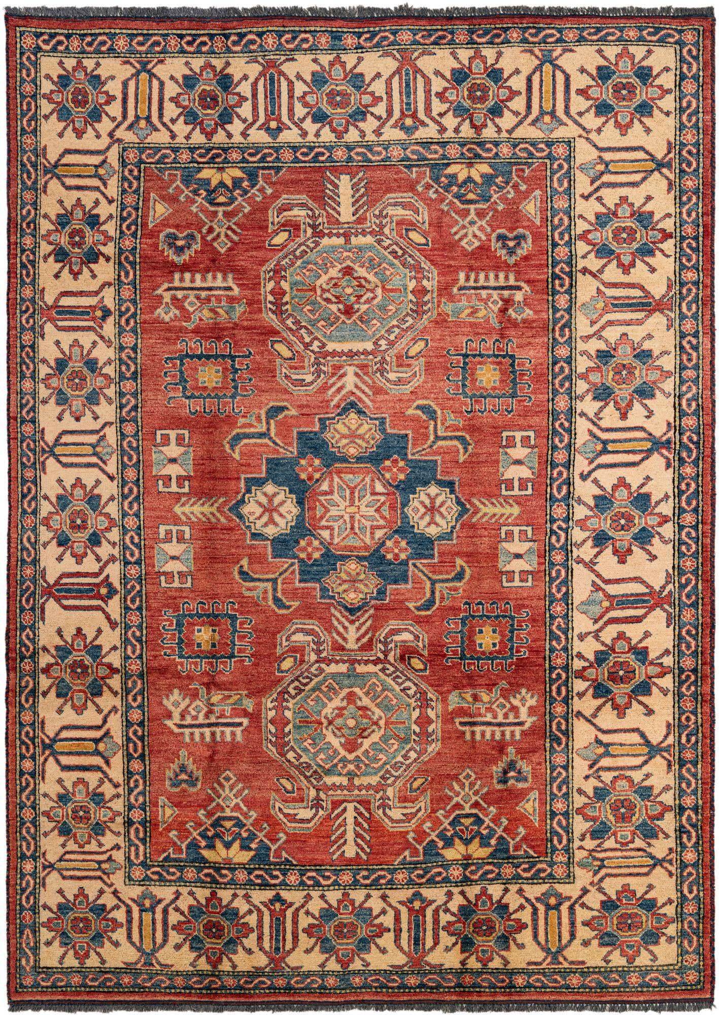 6' 3 x 8' 7 Hand Knotted Kazak Wool Rug