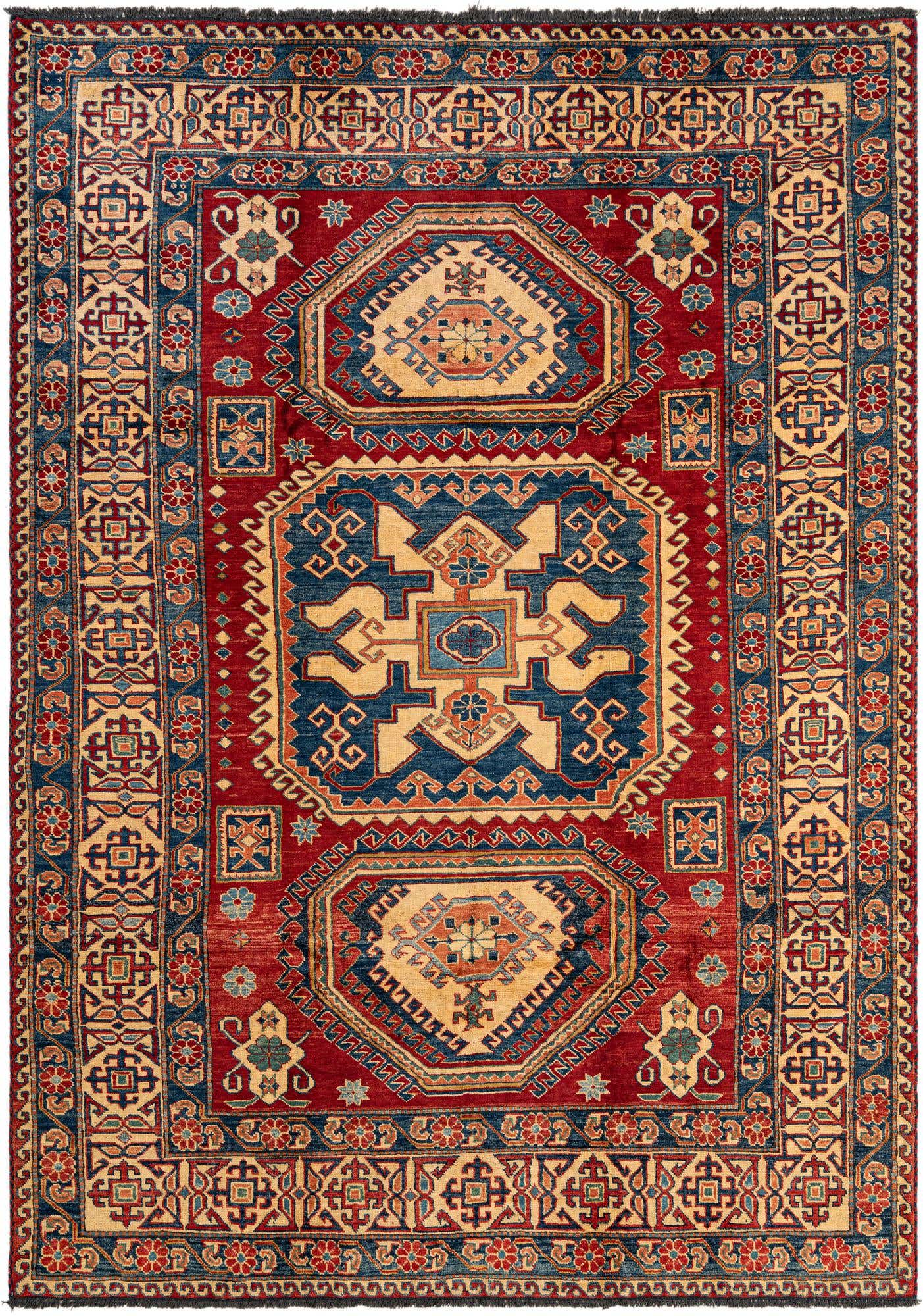 6' 1 x 8' 8 Hand Knotted Kazak Oriental Wool Rug