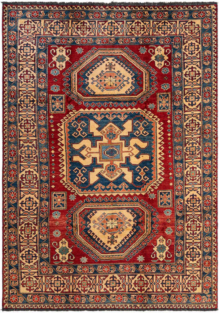 6' 1 x 8' 8 Hand Knotted Kazak Oriental Wool Rug
