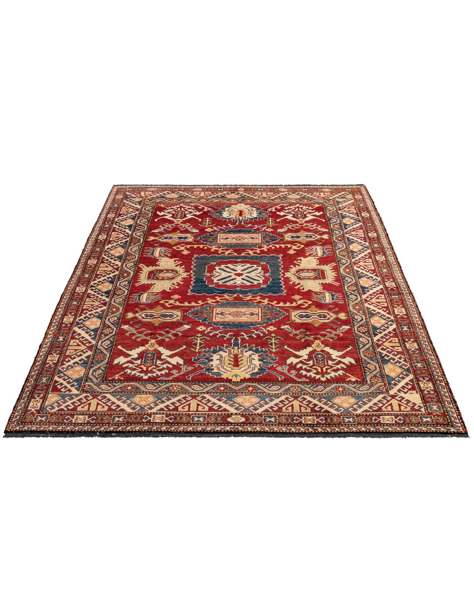 6' 3 x 7' 10 Hand Knotted Kazak Oriental Wool Rug