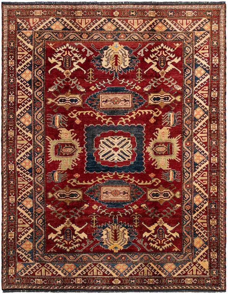 Detail image of 6' 3 x 7' 10 Hand Knotted Kazak Oriental Wool Rug