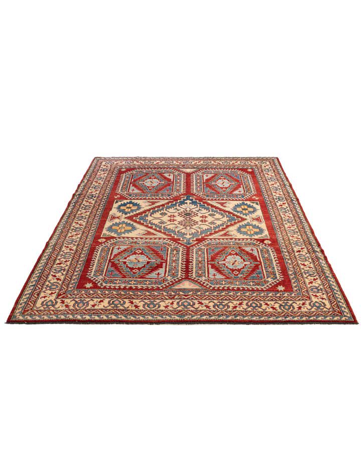 7' 1 x 8' 5 Hand Knotted Kazak Wool Rug