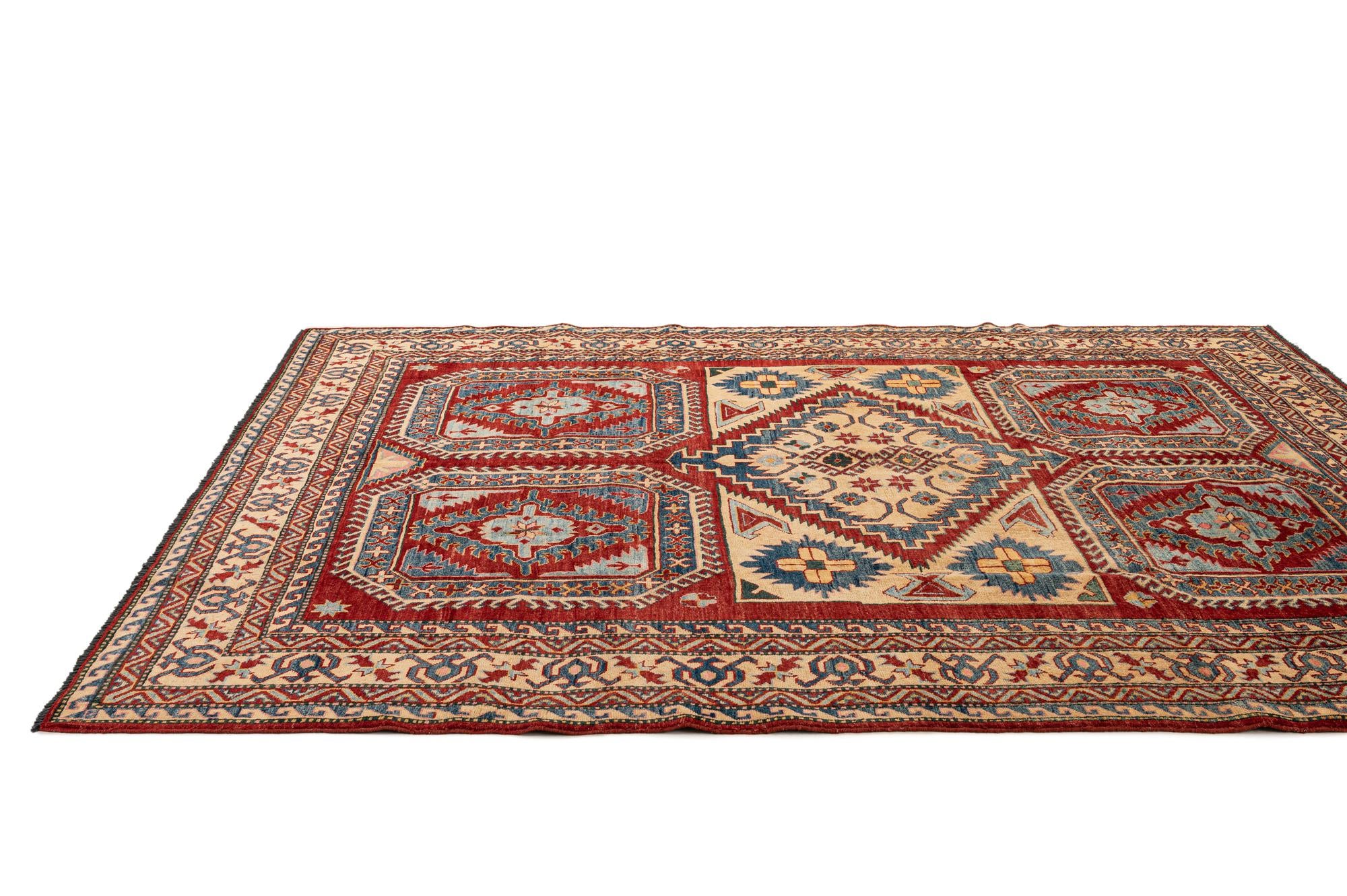 7' 1 x 8' 5 Hand Knotted Kazak Wool Rug