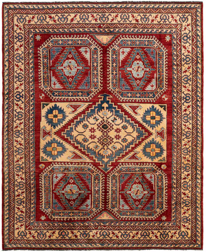 7' 1 x 8' 5 Hand Knotted Kazak Wool Rug