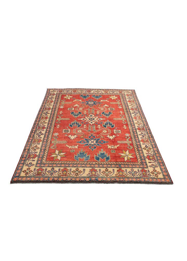 6' 1 x 8' 5 Hand Knotted Kazak Wool Rug
