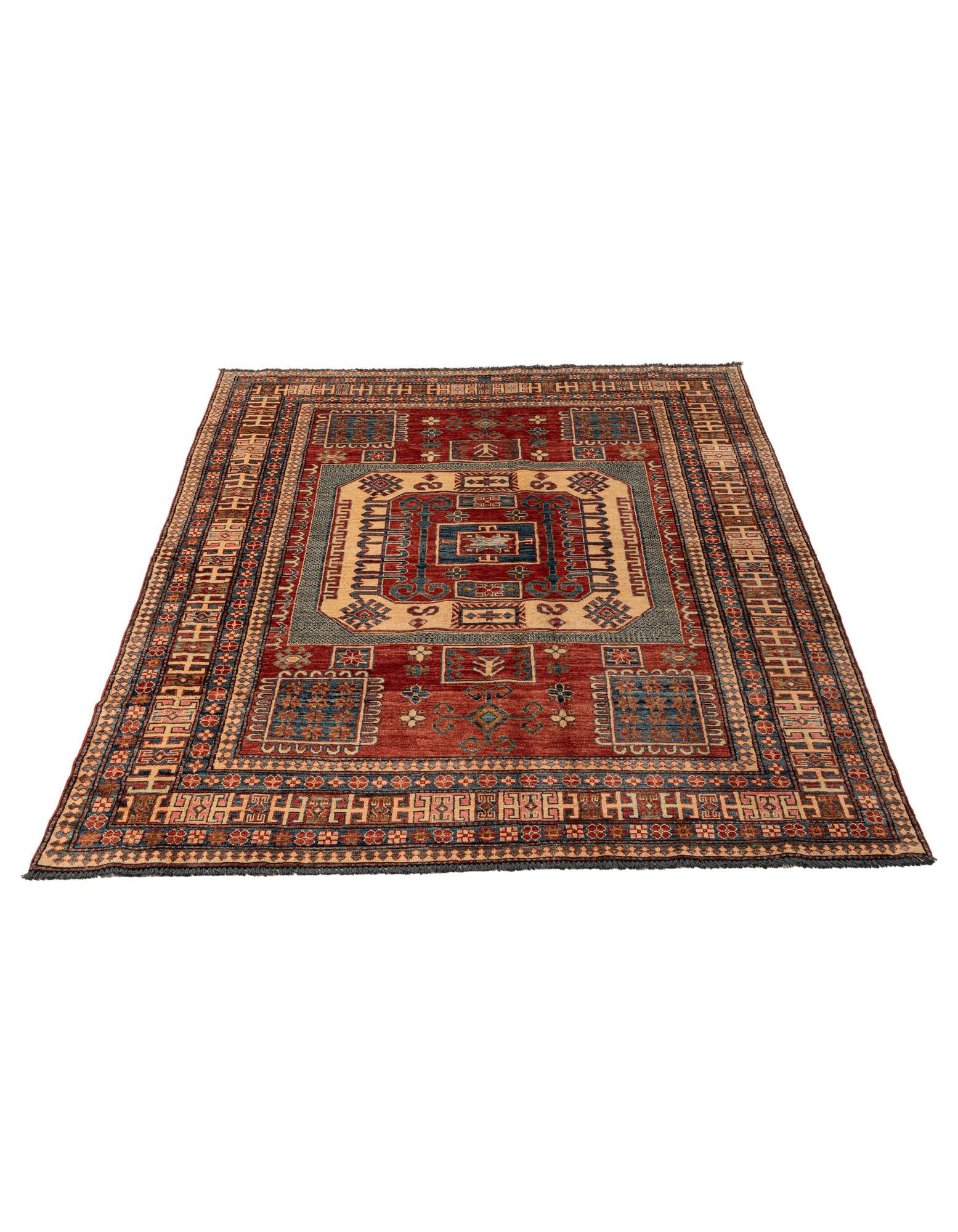 5' 10 x 7' 7 Hand Knotted Kazak Wool Rug