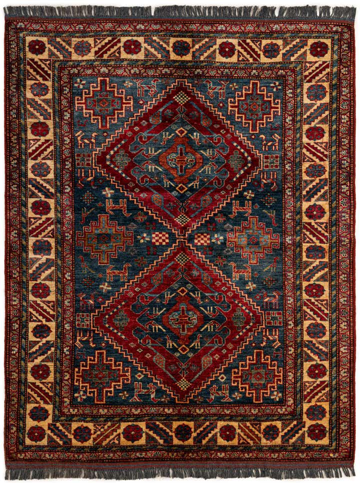 5' 3 x 6' 7 Hand Knotted Kazak Wool Rug
