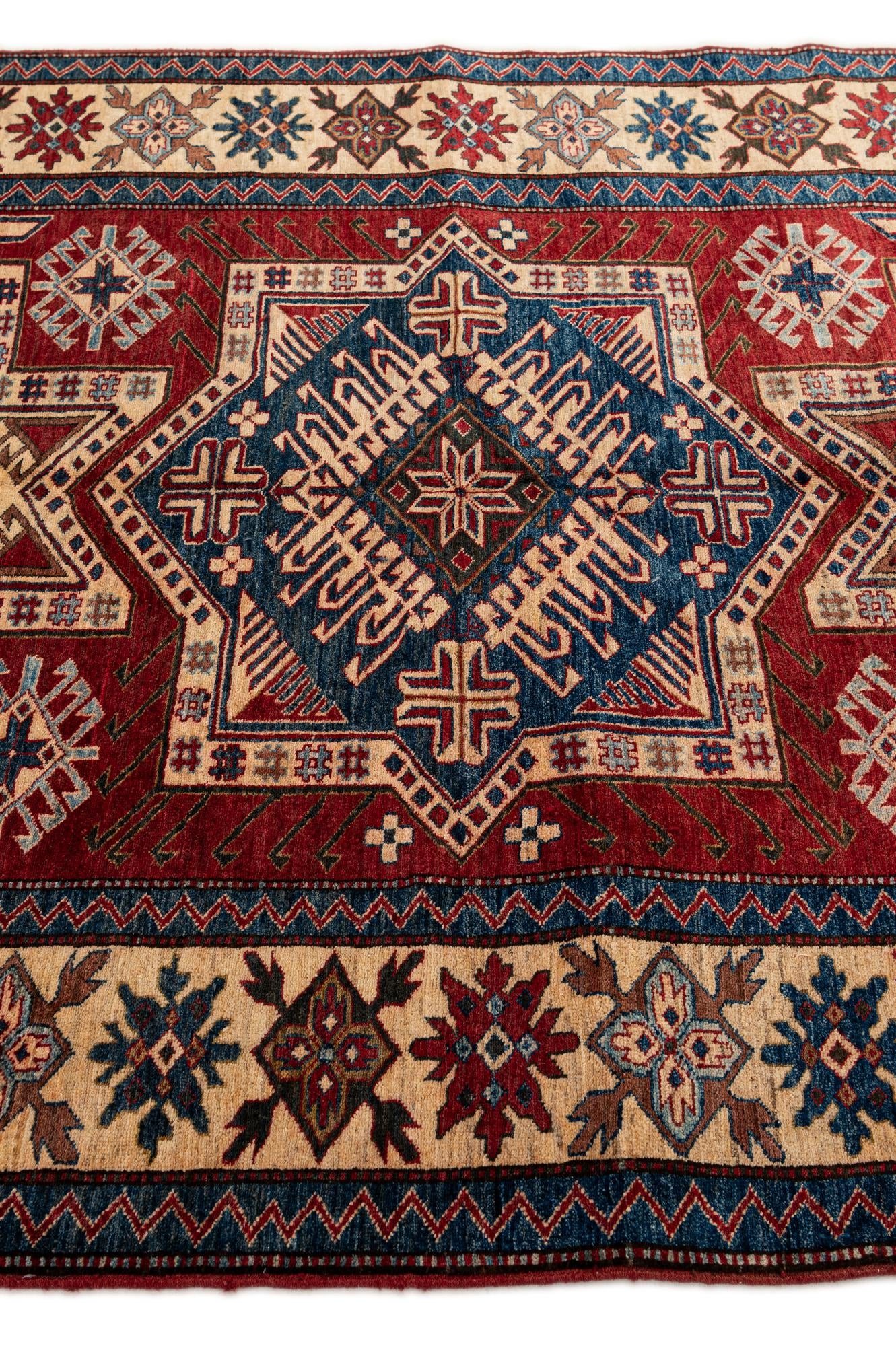 5' x 7' 2 Hand Knotted Kazak Wool Rug