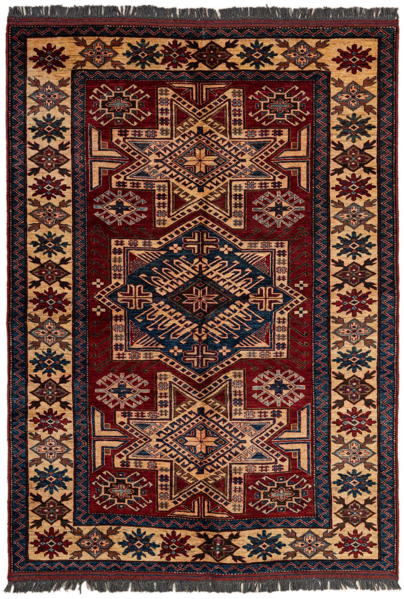 5' x 7' 2 Hand Knotted Kazak Wool Rug