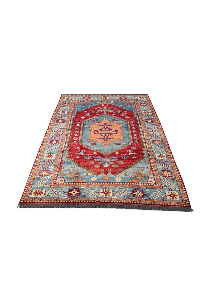 6' 8 x 9' 9 Hand Knotted Kazak Wool Rug