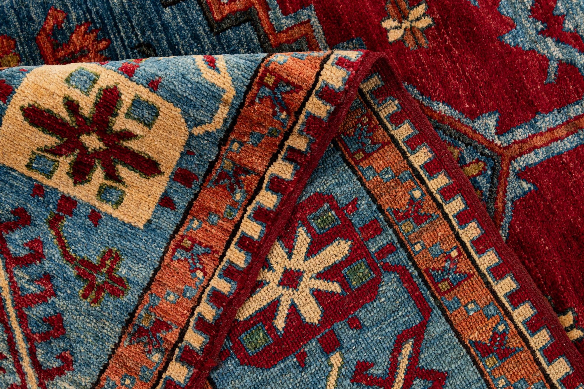 6' 8 x 9' 9 Hand Knotted Kazak Wool Rug