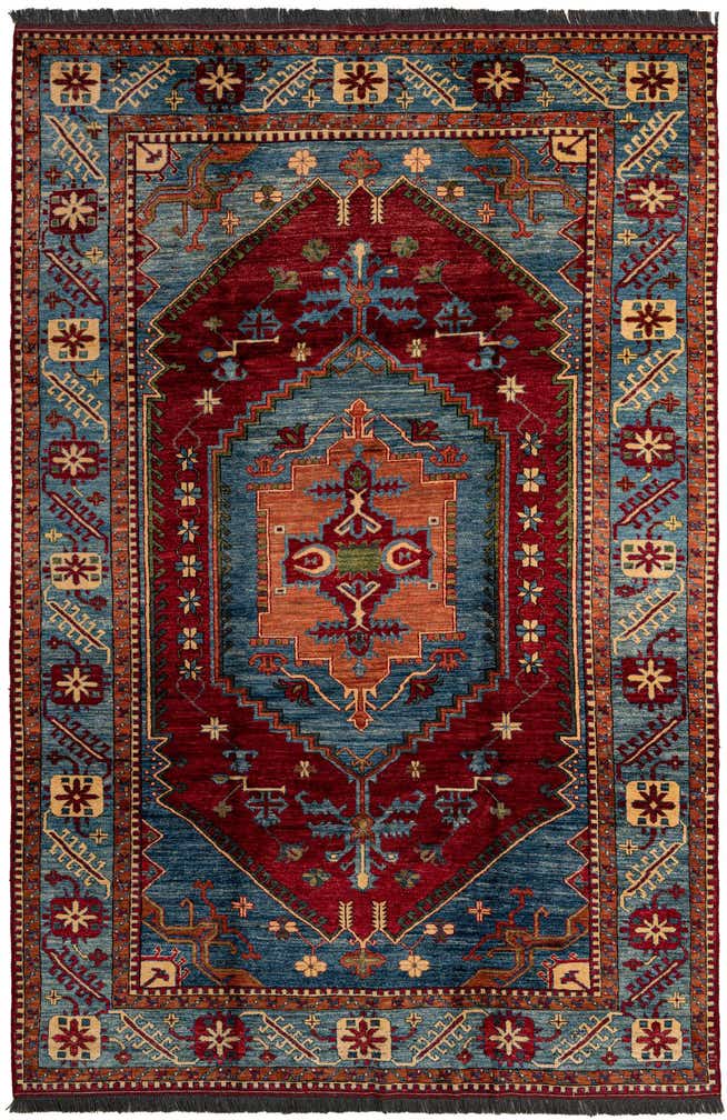 6' 8 x 9' 9 Hand Knotted Kazak Wool Rug