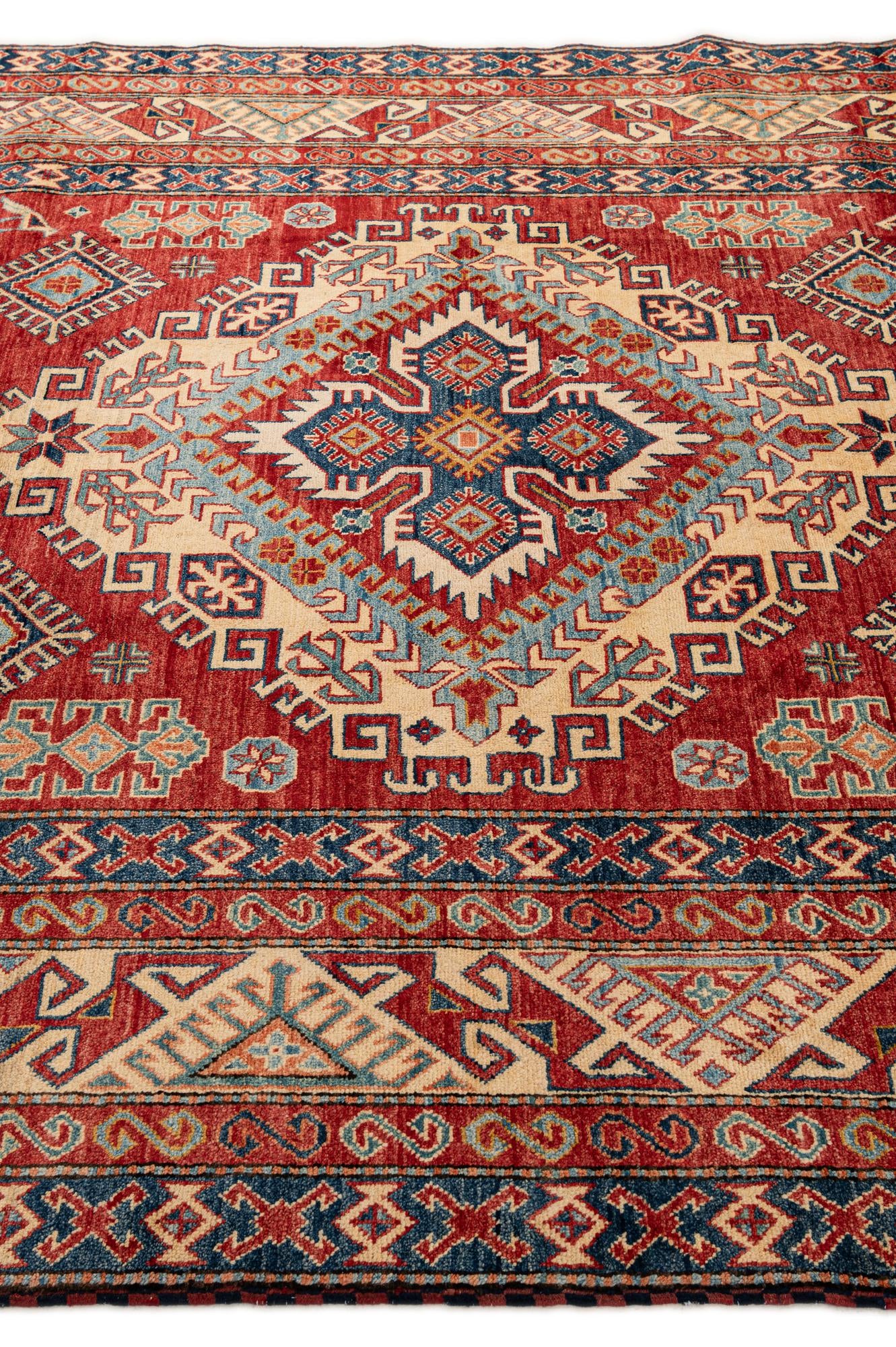 7' 5 x 10' 10 Hand Knotted Kazak Wool Rug