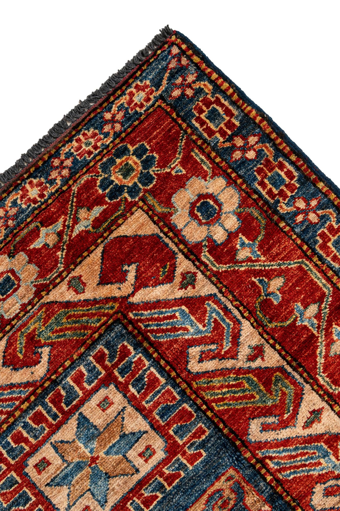 5' 3 x 7' 1 Hand Knotted Kazak Wool Rug