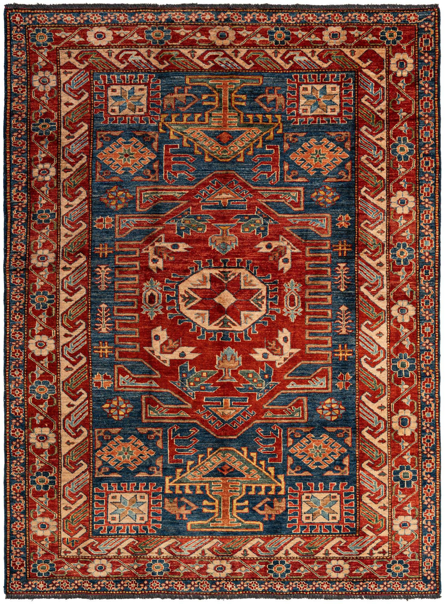 5' 3 x 7' 1 Hand Knotted Kazak Wool Rug