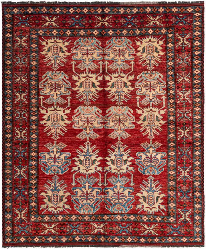 5' 3 x 6' 4 Hand Knotted Kazak Wool Rug