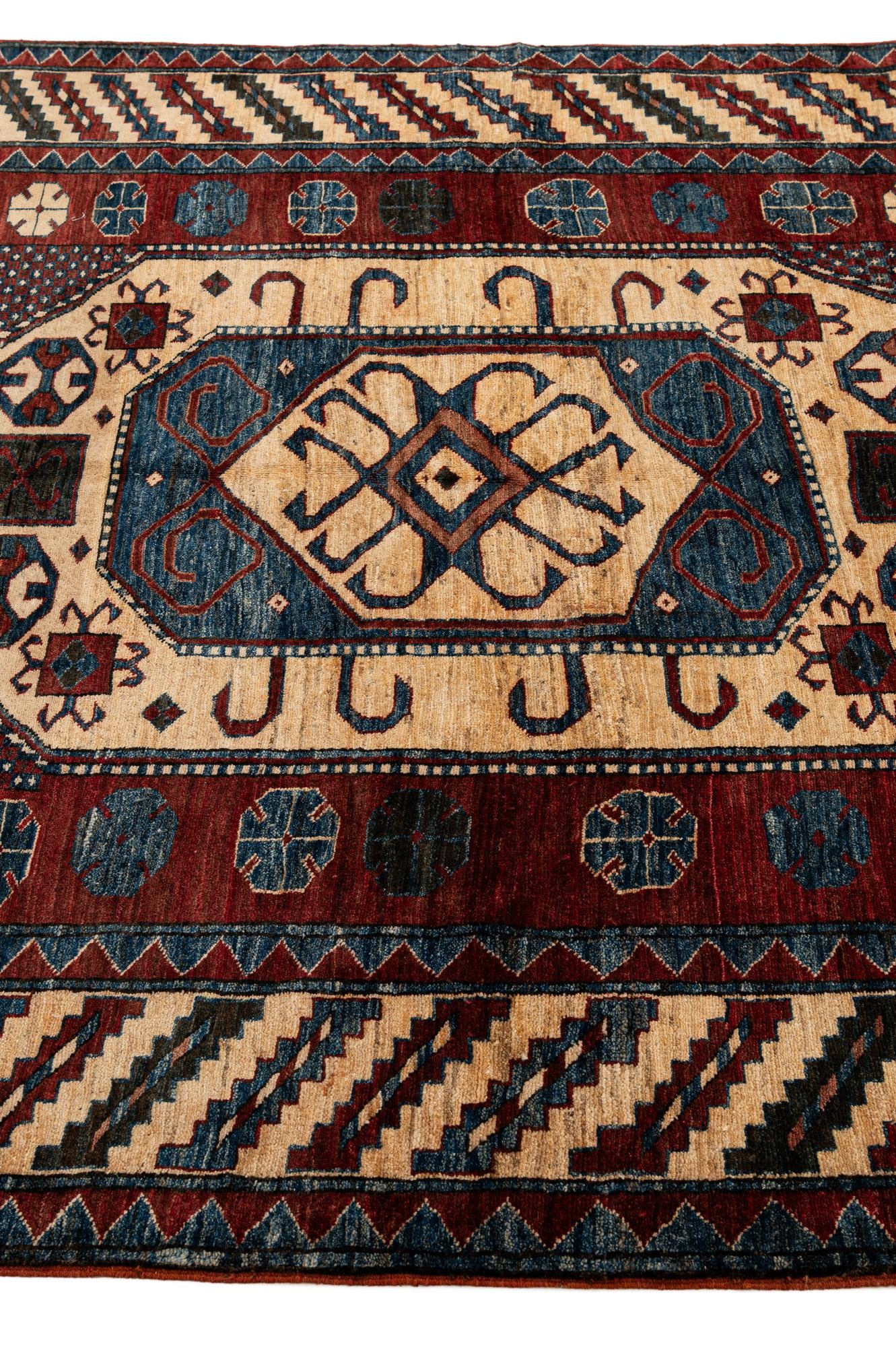 5' 1 x 7' 4 Hand Knotted Kazak Wool Rug
