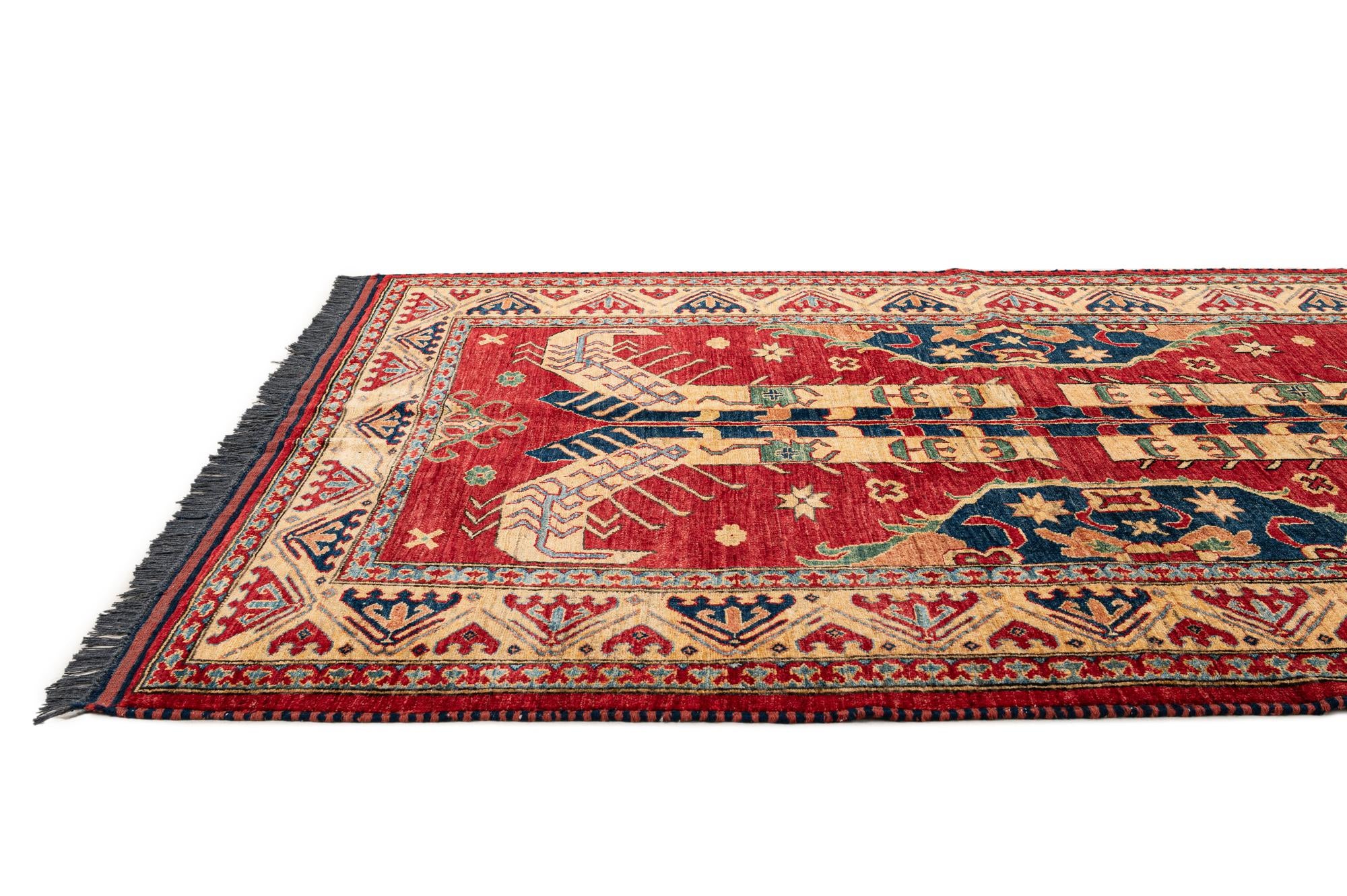 5' 1 x 7' 3 Hand Knotted Kazak Wool Rug