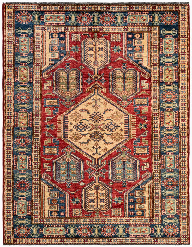Detail image of 4' 10 x 7' 8 Hand Knotted Kazak Oriental Wool Rug
