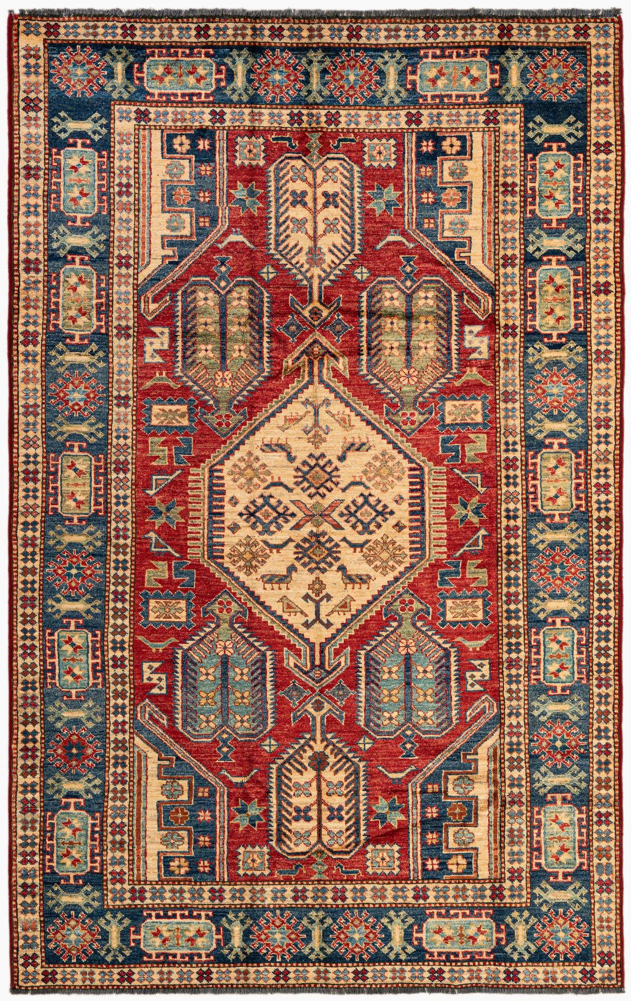 4' 10 x 7' 8 Hand Knotted Kazak Oriental Wool Rug