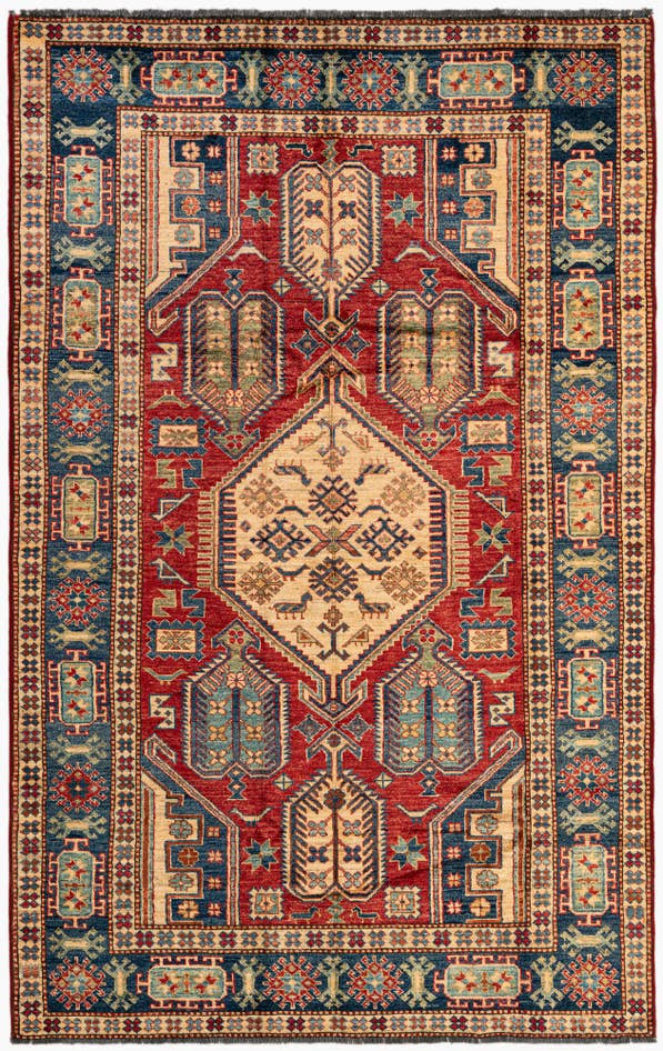 Detail image of 4' 10 x 7' 8 Hand Knotted Kazak Oriental Wool Rug